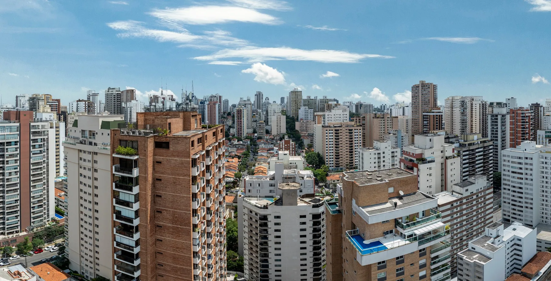 Simulação da vista do 23º andar do Nex One Caiubí, sobre Perdizes